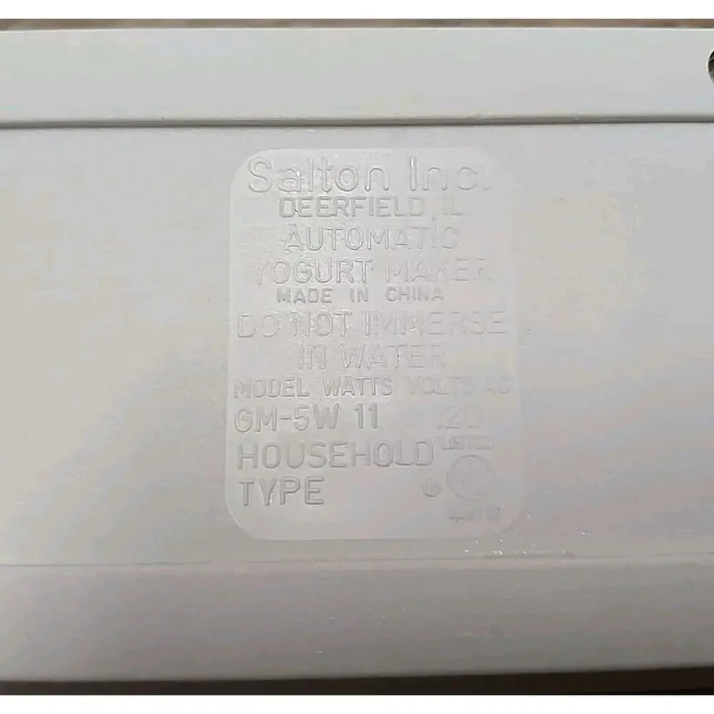 Salton Yogurt Maker Base Cooker ONLY Model GM-5W Thermostat Controlled White